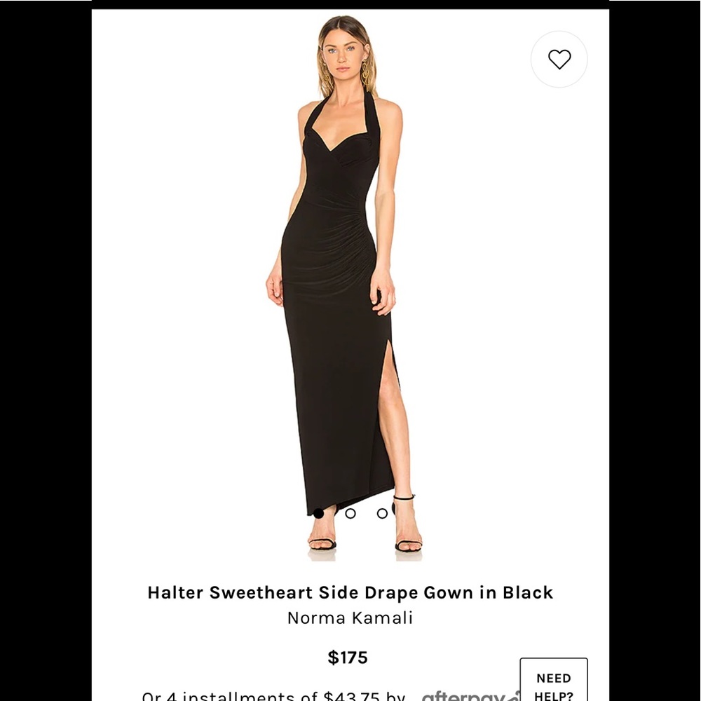 Halter Sweetheart Side Drape Gown in Black